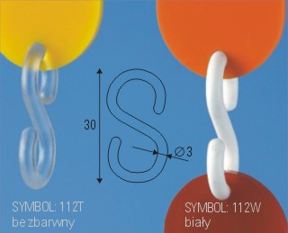 Plastikowy haczyk typu S. Symbol: 112